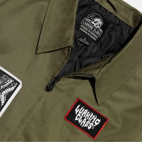 Men's Olive and Black Graphic Jacket - Picture 5 of 8